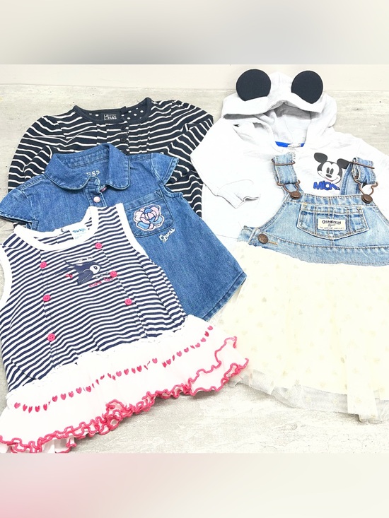 Guess Other - Guess OshKosh Disney Baby Clothing Lot 6-9M Blue Grey Striped Good 5pc Bundle